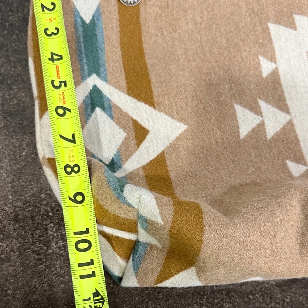 Boho Southwestern Aztec Print Tote Bag with Suede‎ Accents